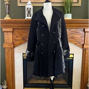 Papillon Vancouver Los Angeles Women's Black‎ Double Breasted Coat Sz. L